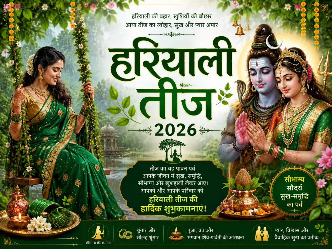 हरियाली तीज 2026: तिथि, शुभ मुहूर्त, पूजा विधि, व्रत कथा और महत्व