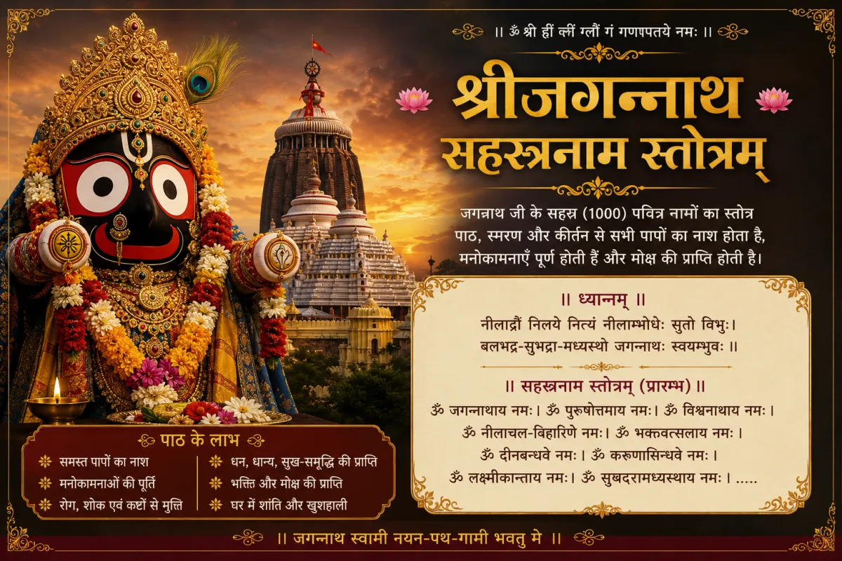 श्रीजगन्नाथ सहस्रनाम स्तोत्रम्: संपूर्ण पाठ, अर्थ, महत्व और लाभ